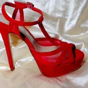 Red Also Strappy High Heels